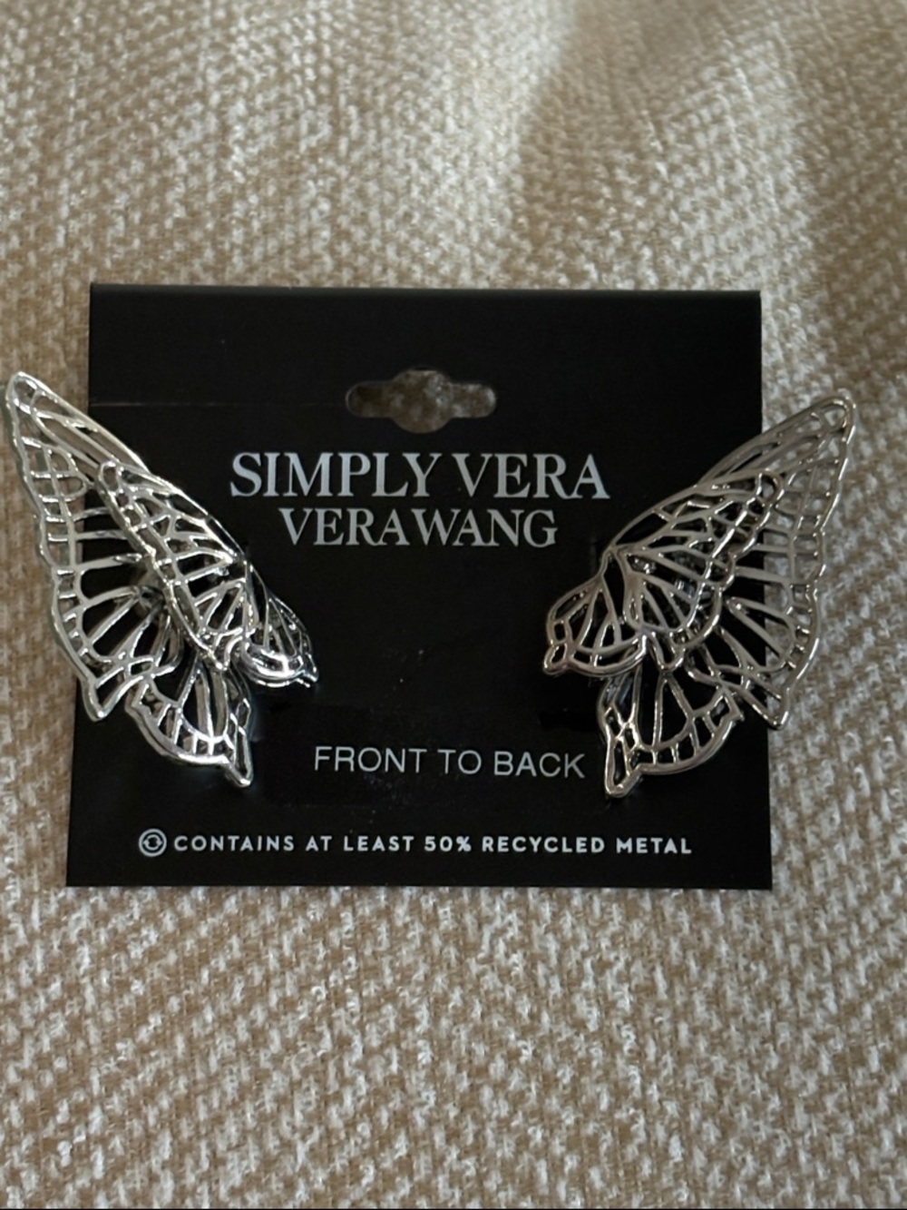 Vera Wang Silver Filigree Butterfly Ear Cuffs